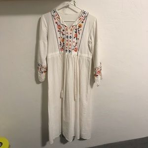 White Floral embroidered dress